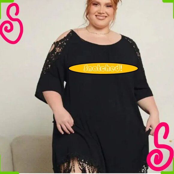 Cold Shoulder Guipure Lace Insert Dress - Picture 1 of 14